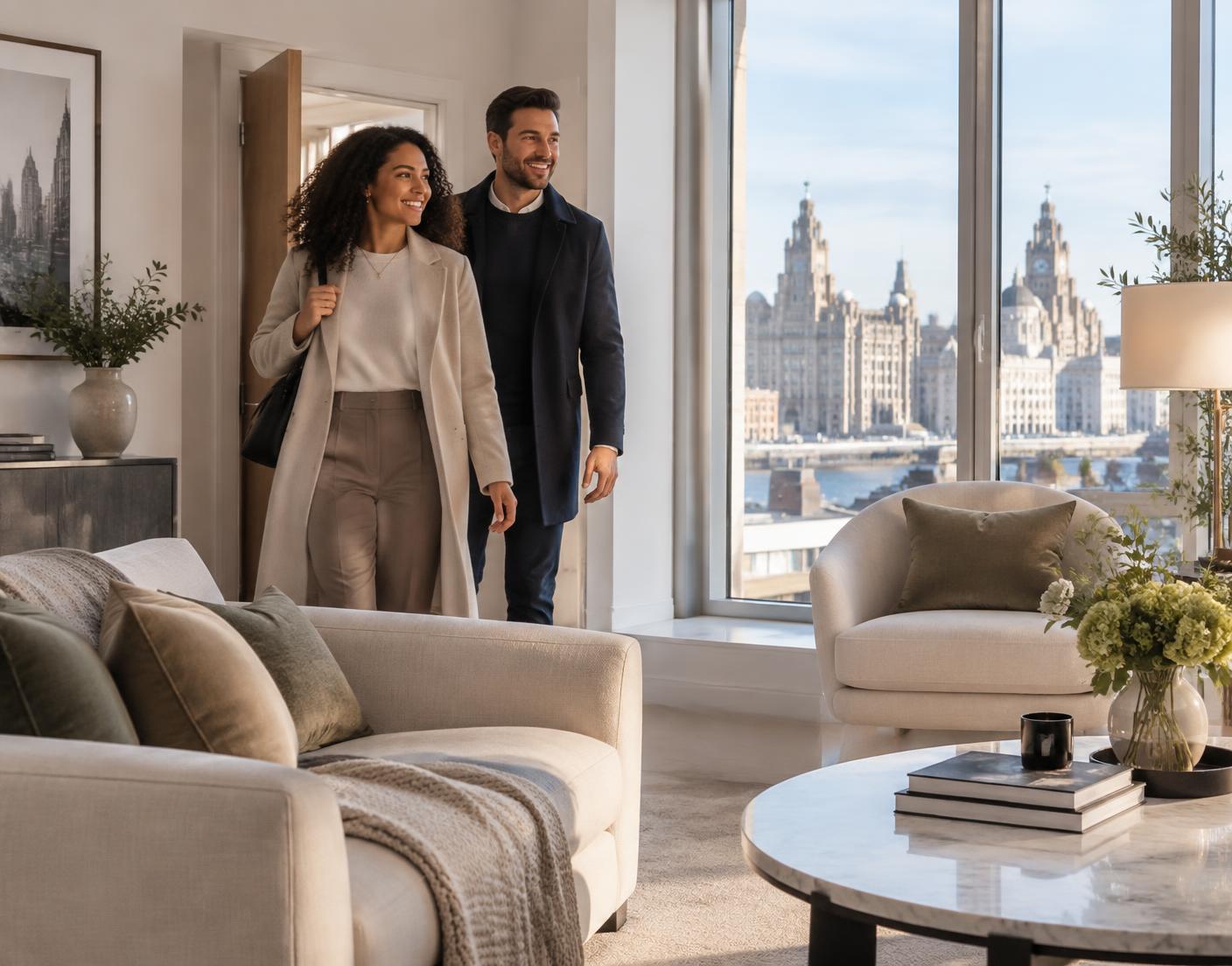 Happy customers arriving home to a freshly cleaned living room